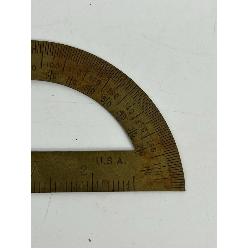 Vintage Brass Protractor Made In USA